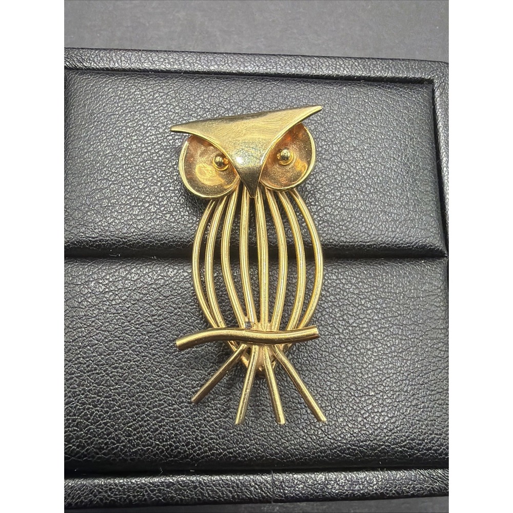 Vintage 12k Gold Filled Owl Brooch Pin 4.6 Grams J7